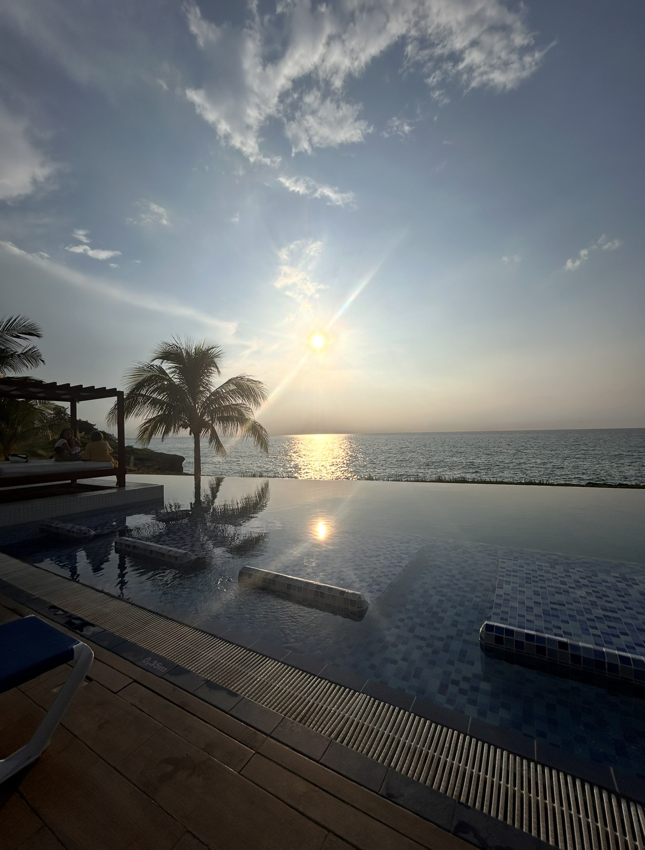Sunset over the infinity pool at Playa Vista Azul resort, Varadero, Cuba